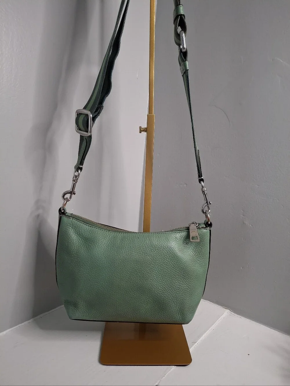 Coach Dempsey Green Pebbled Leather Shoulder Crossbody Bag